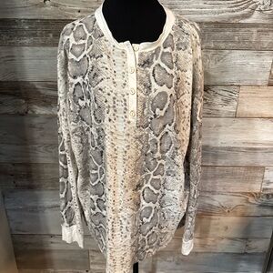 NWT Cherish Black and Cream Snake Print Blouse